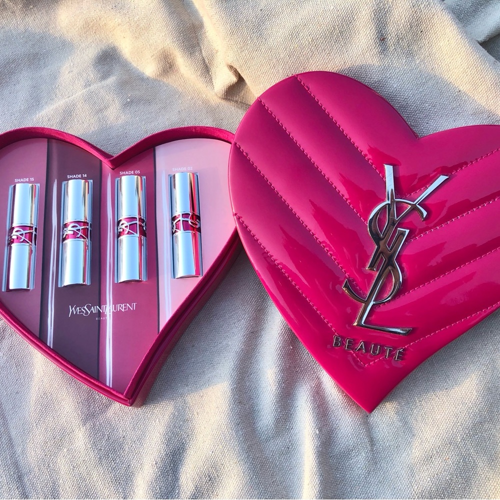 Yves Saint Laurent Candy Glaze Lip Gloss Heart Box Set of 4 (#2, #13, #14, #15)
